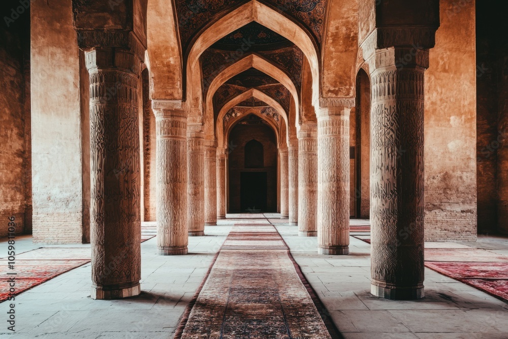 Obraz premium Grand Mosque Interior with Tall Marble Columns
