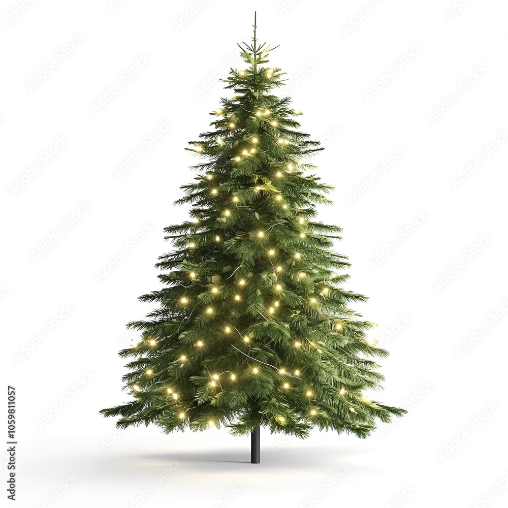 Fototapeta premium Cartoonish Christmas Tree with Lights