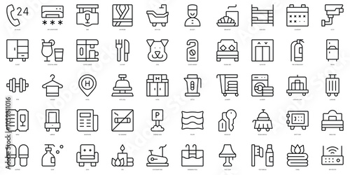 Set of thin line hotel Icons. Vector illustration