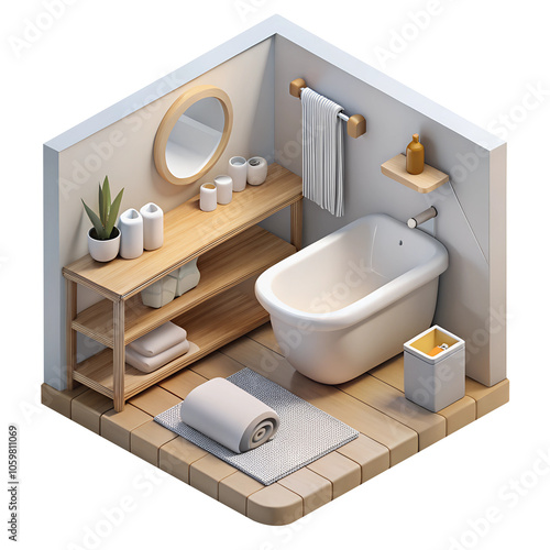 isometric icon of a bathroom