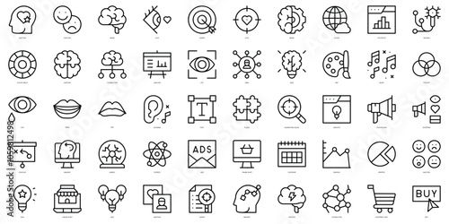 Set of thin line neuromarketing Icons. Vector illustration
