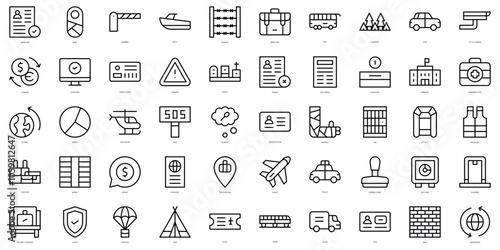 Set of thin line immigration Icons. Vector illustration