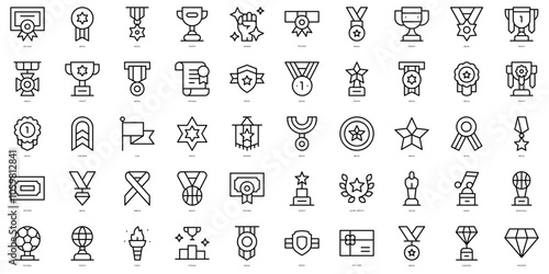 Set of thin line reward and badges Icons. Vector illustration