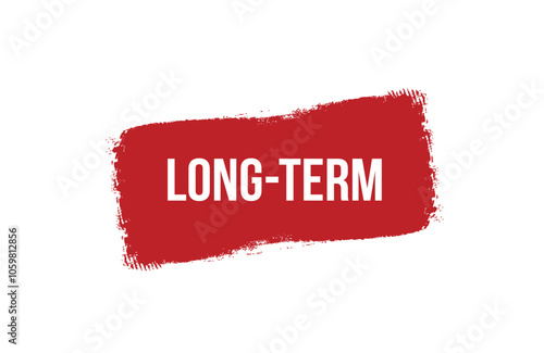 Brush style Long-Term red banner design isolated on white background.