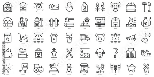 Set of thin line farming Icons. Vector illustration