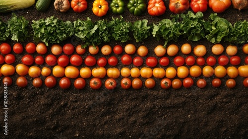 Healthy vegetables grow in well-maintained rows under the sun, showcasing the bountiful harvest of the garden. Generative AI photo