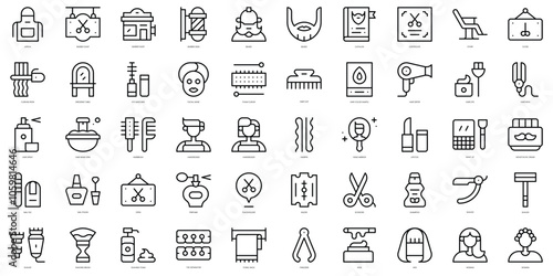 Set of thin line hairdressing and barber shop Icons. Vector illustration