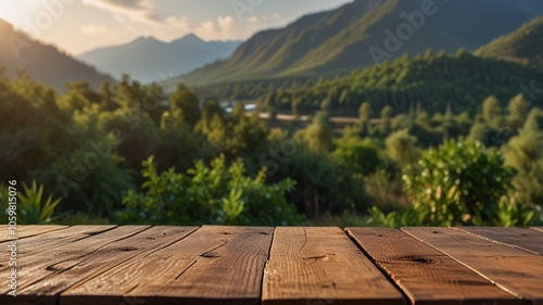 This wooden table is perfect for enjoying a relaxing meal with a view. product photography location