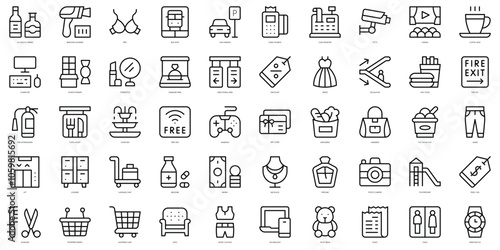 Set of thin line mall Icons. Vector illustration