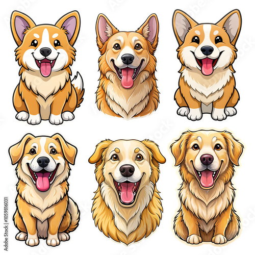 set of  happy puppies sticker