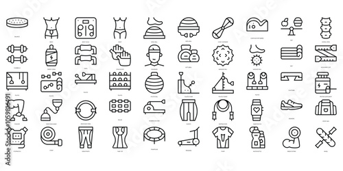 Set of thin line pilates Icons. Vector illustration
