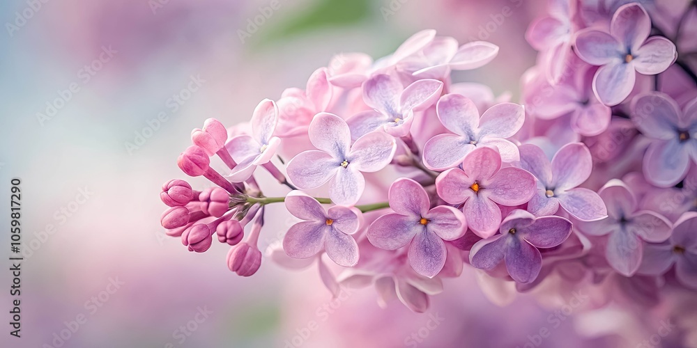A Delicate Cluster of Pale Lilac Blossoms, Each Petal a Soft Shade of Purple, Unfurling in the Gentle Light A Delicate Cluster of Pale Lilac Blossoms, Each Petal a Soft Shade of Purple, Unfurling in the Gentle Light
