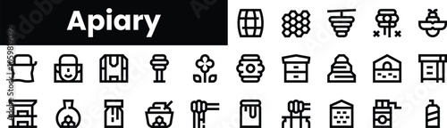 Set of outline apiary icons. Minimalist thin linear web icon set. vector illustration.