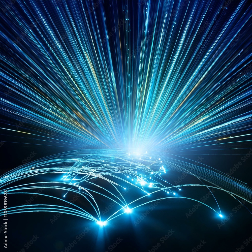 Fototapeta premium optical fiber for fast internet connection, AI generated