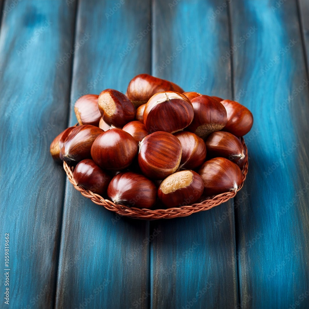 Obraz premium chestnuts food as background, AI generated