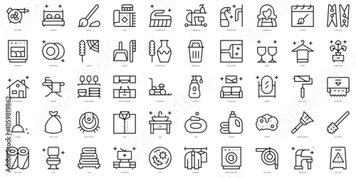 Set of thin line housekeeping Icons. Vector illustration