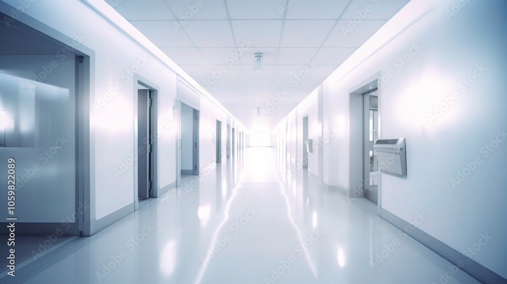 Fototapeta premium Modern 3D Hospital Corridor Interior Design
