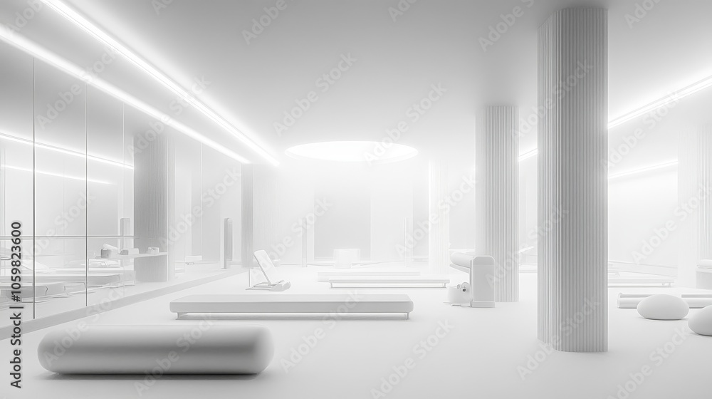 A bright and spacious white gym designed specifically for fitness enthusiasts, equipped with modern equipment and a pleasant atmosphere. Create a positive environment suitable for exercise. A bright and spacious white gym designed specifically for fitness enthusiasts, equipped with modern equipment and a pleasant atmosphere. Create a positive environment suitable for exercise.