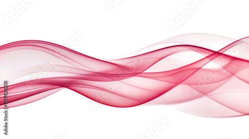 Abstract pink and red swirling waves on transparent background