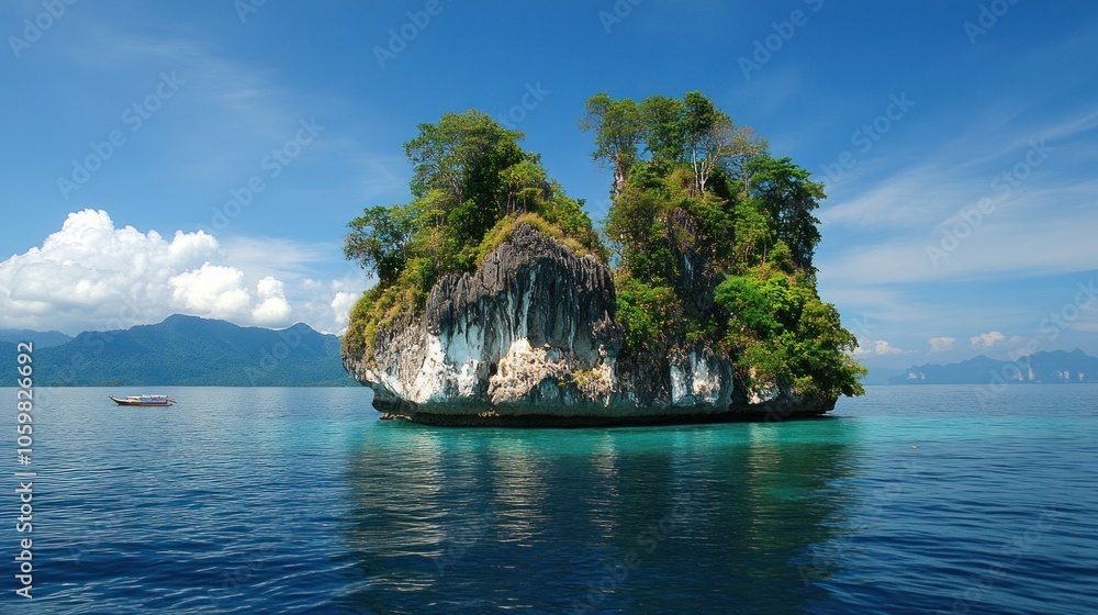 Obraz premium Lush Island in Clear Waters