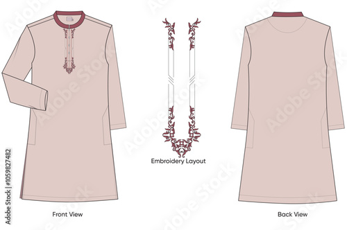 Men's premium Unique embroidered kurti design