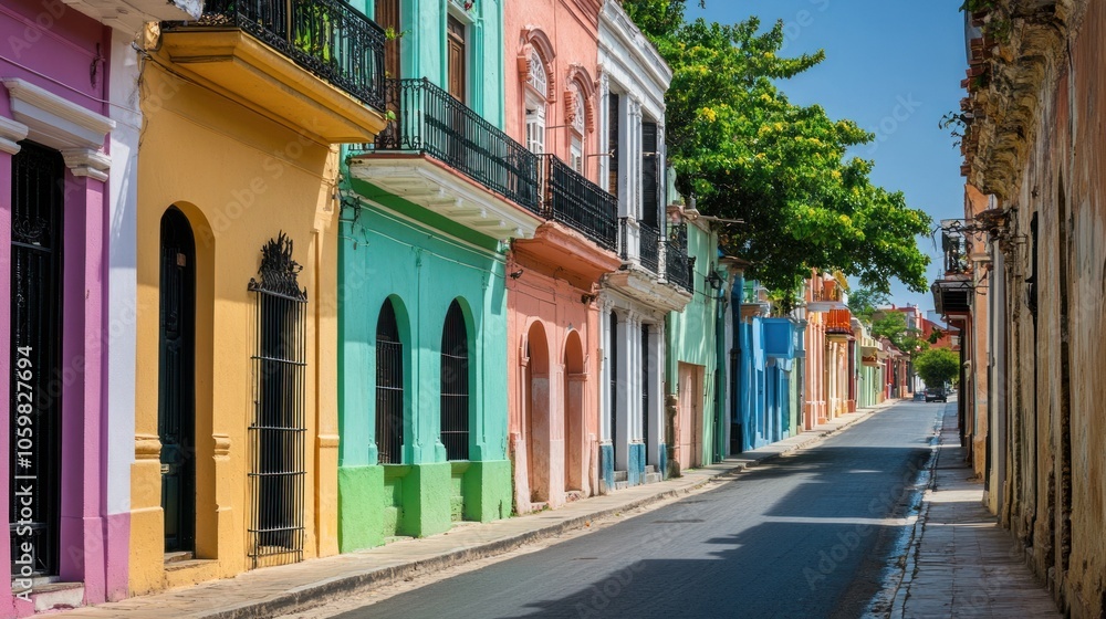 Obraz premium Colorful Street in a Tropical City