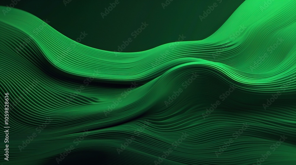 Naklejka premium Abstract Green Waves in 3D Design