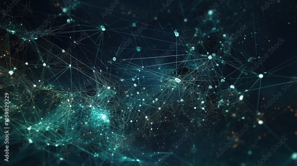 Fototapeta premium Abstract 3D Network Visualization in Dark Space