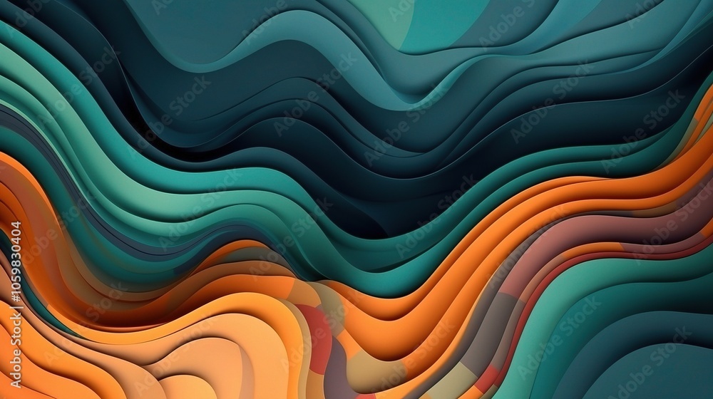 Fototapeta premium Vibrant 3D Abstract Wave Patterns in Soft Colors