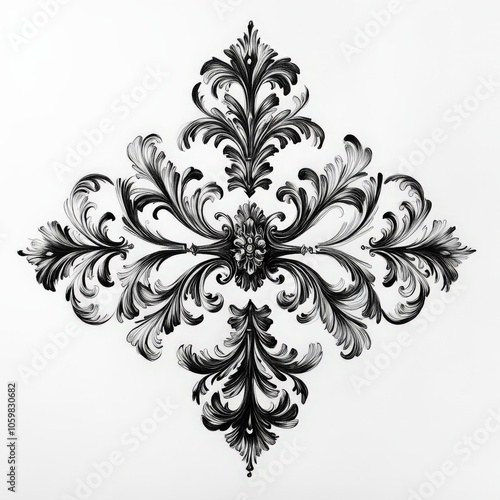 floral, flower, baroque, pattern, vector, design, ornament, leaf, decoration, illustration, art, element, vintage, swirl, black, frame, scroll, tattoo, decor, nature, plant, ornate, silhouette, border