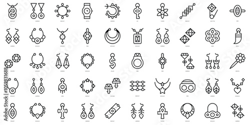 Set of thin line jewelry Icons. Vector illustration