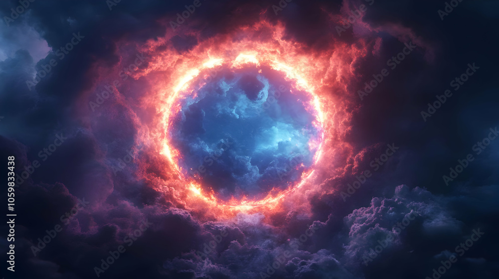 Obraz premium Fiery Ring in the Clouds - Abstract Background Illustration
