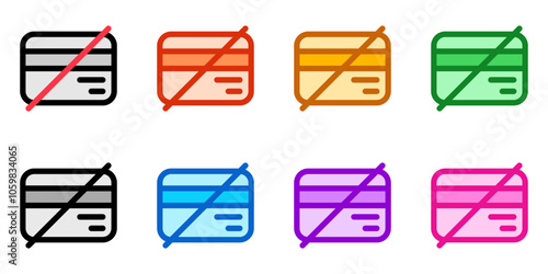 Editable block card, no card payment vector icon. Part of a big icon set family.  Finance, business, investment, accounting. Perfect for web and app interfaces, presentations, infographics, etc
