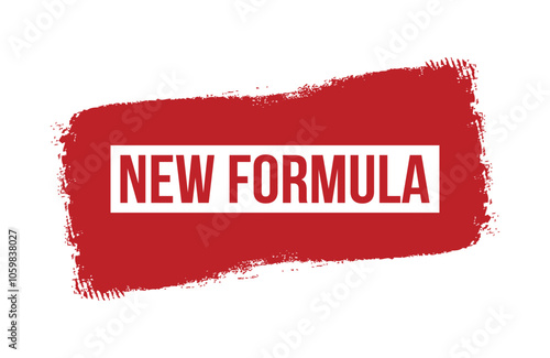 Brush style new formula red banner design isolated on white background.
