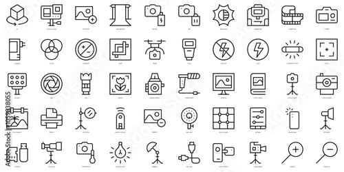 Set of thin line photography Icons. Vector illustration