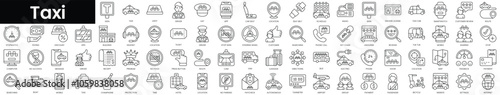 Set of outline taxi icons. Minimalist thin linear web icon set. vector illustration.