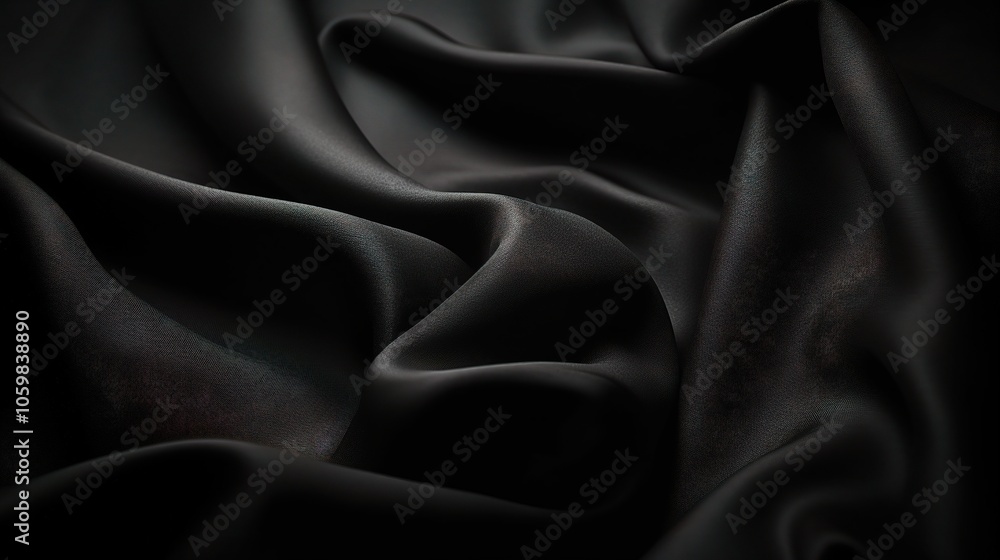 Fototapeta premium Elegant Black Silk Fabric in 3D Perspective