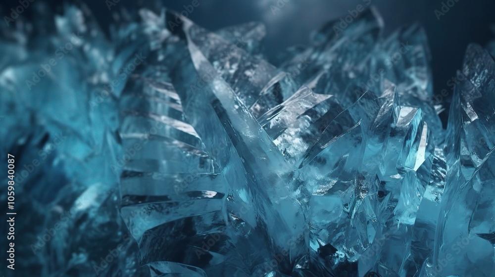 Stunning 3D Crystal Formation with Blue Tint