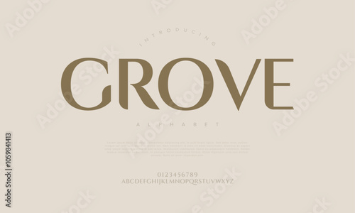 Grove typography beauty fashion elegant minimalist serif italic fonts decorative wedding vintage retro logos. Minimal luxury font alphabet logo. Vector illustration