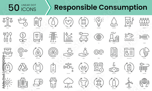 Set of responsible consumption icons. Line art style icons bundle. vector illustration