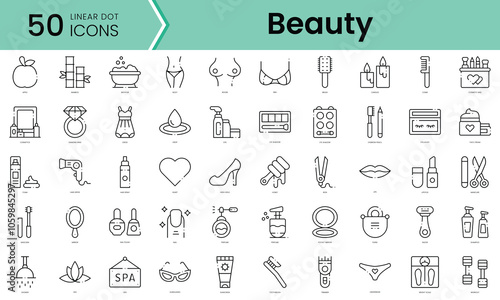 Set of beauty icons. Line art style icons bundle. vector illustration