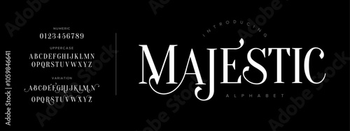 Majestic typography beauty fashion elegant minimalist serif italic fonts decorative wedding vintage retro logos. Minimal luxury font alphabet logo. Vector illustration