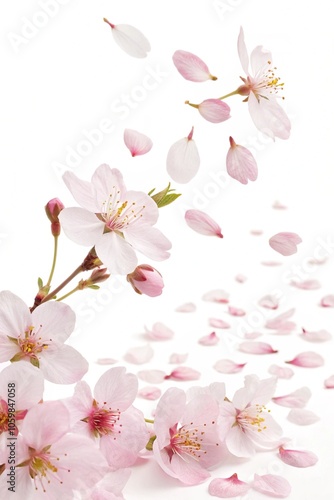 Sakura blosoom isolated white background. Studio photo room sakura blosoom fall. For your design.