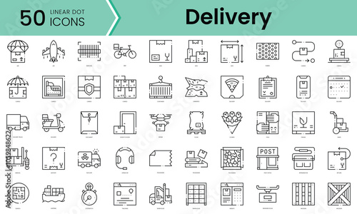 Set of delivery icons. Line art style icons bundle. vector illustration