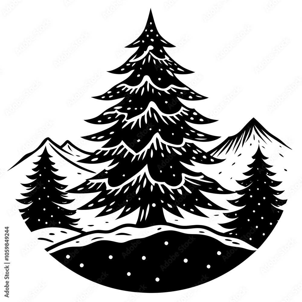 Obraz premium Christmas tree vector design with white background.
