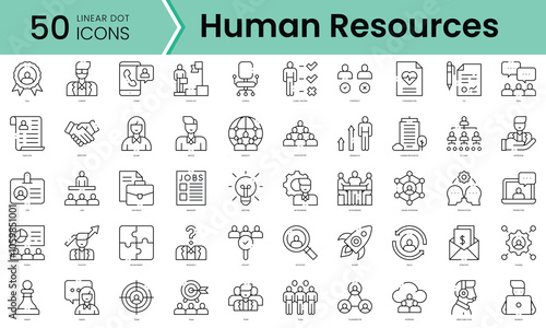 Set of human resources icons. Line art style icons bundle. vector illustration