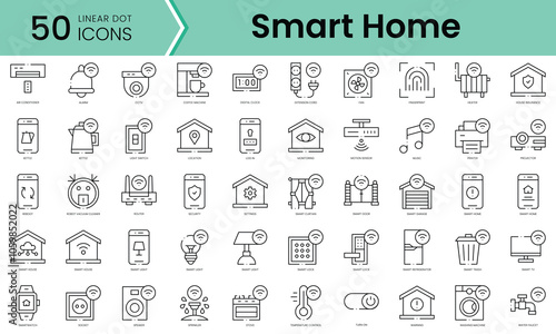 Set of smart home icons. Line art style icons bundle. vector illustration