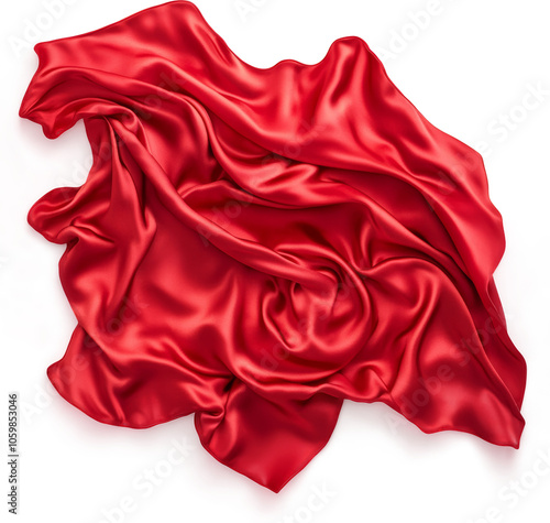 Red silk fabric in a flowing swirl, textile texture concept