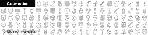 Set of outline cosmetics icons. Minimalist thin linear web icons bundle. vector illustration.