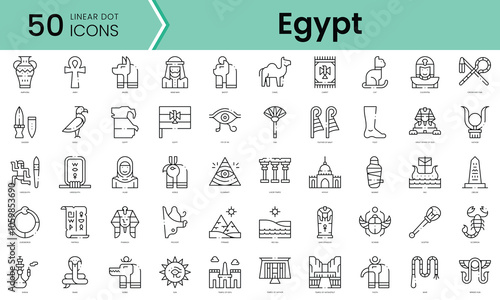 Set of egypt icons. Line art style icons bundle. vector illustration